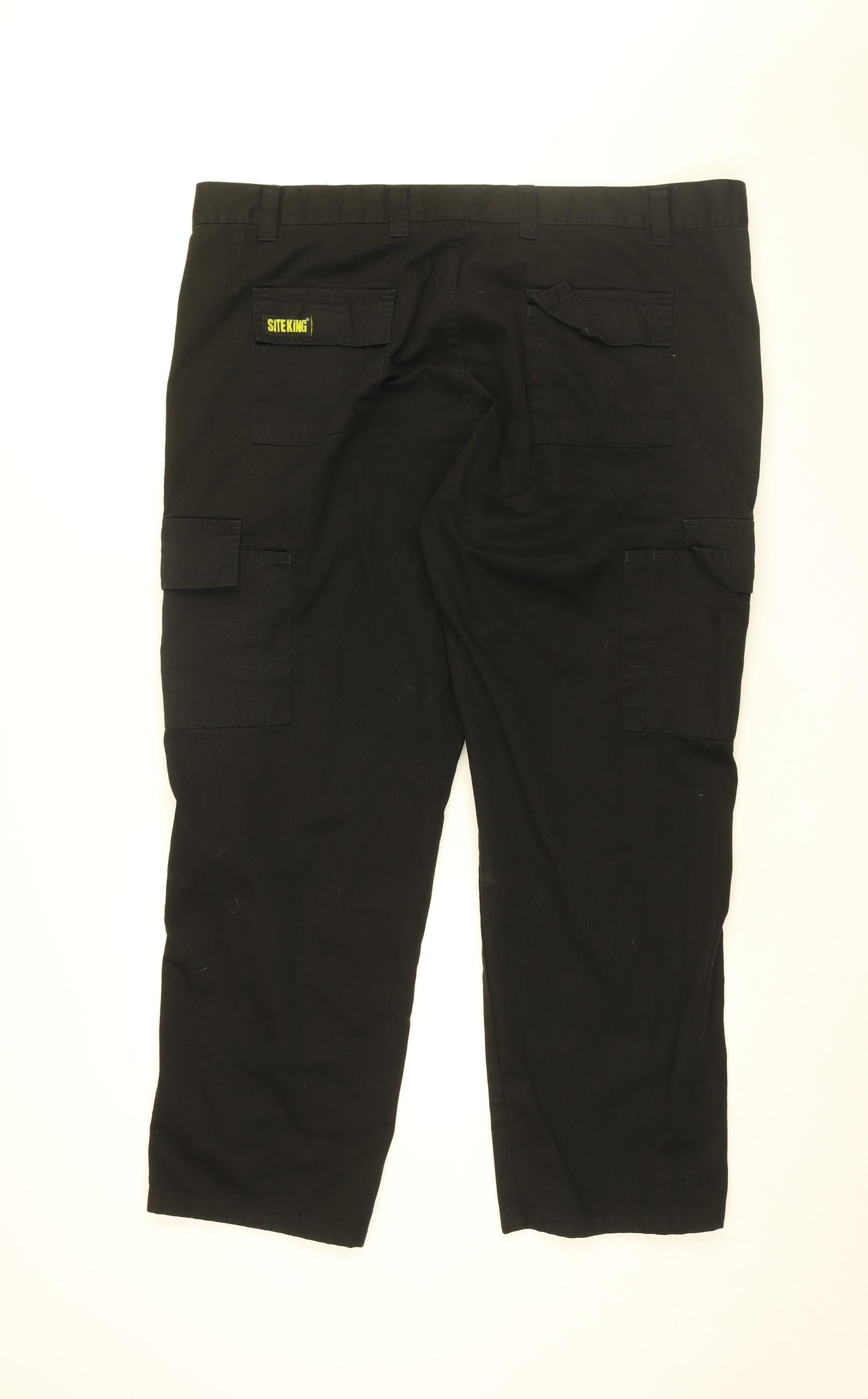 Site King Mens Black Cotton Trousers Size 42 in L29 in Regular Zip
