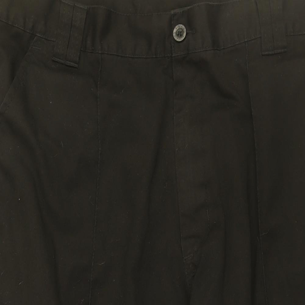 Site King Mens Black Cotton Trousers Size 42 in L29 in Regular Zip