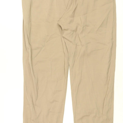 Jigsaw Womens Beige Viscose Trousers Size 12 L30.5 in Regular Zip