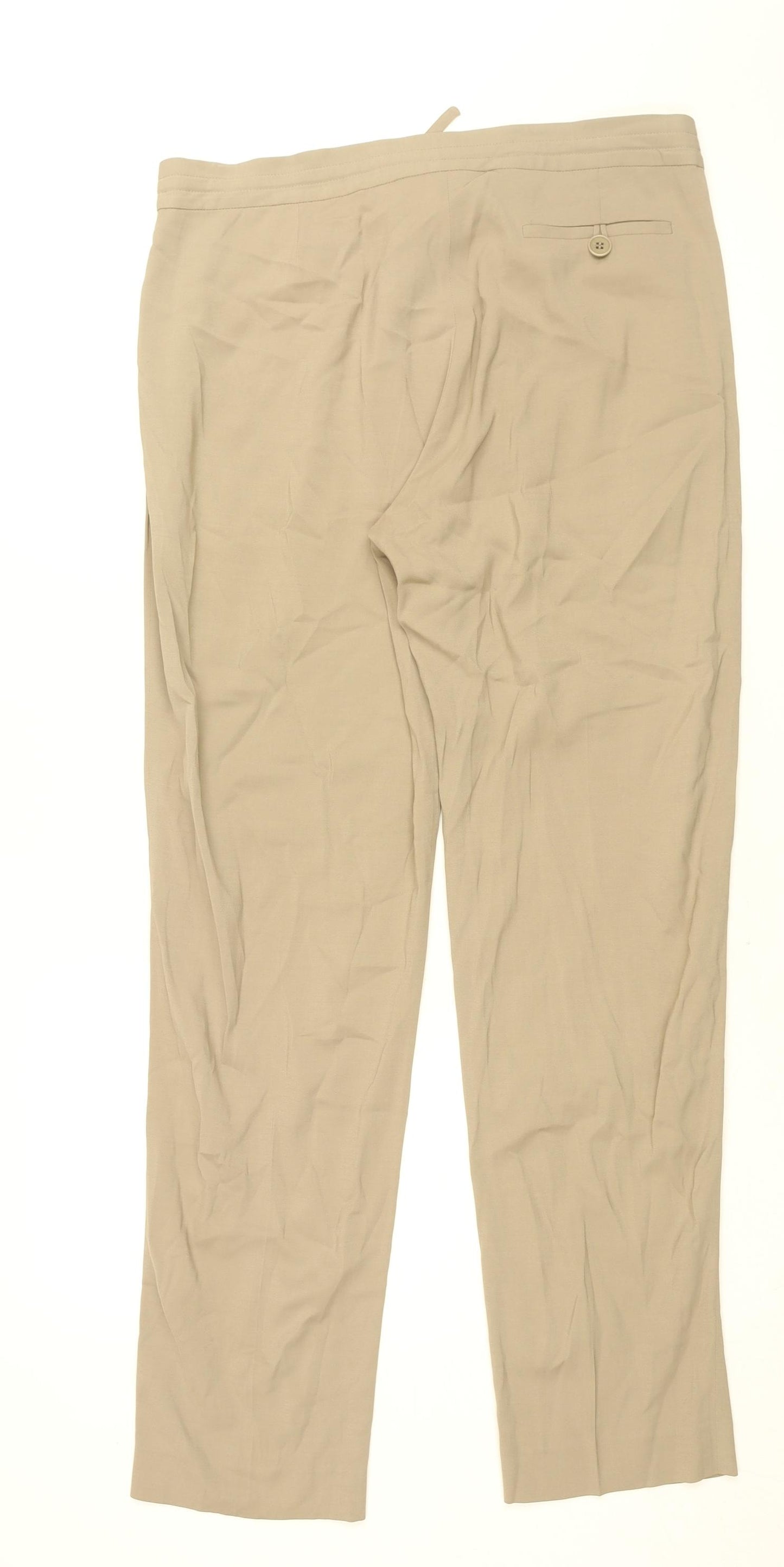 Jigsaw Womens Beige Viscose Trousers Size 12 L30.5 in Regular Zip