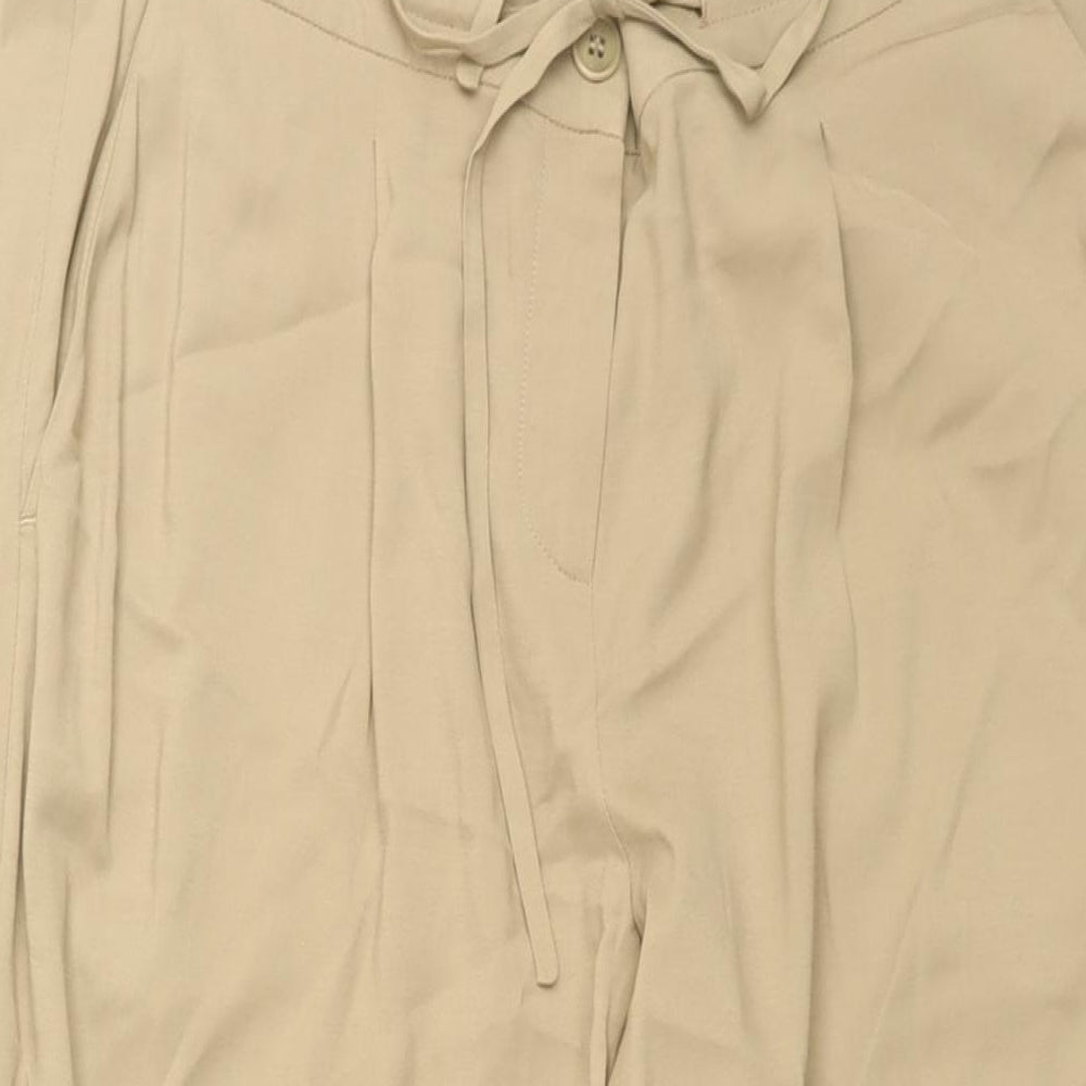 Jigsaw Womens Beige Viscose Trousers Size 12 L30.5 in Regular Zip