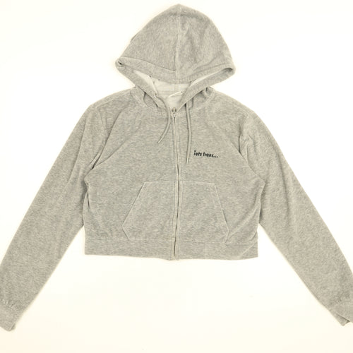 Iets Frans Womens Grey Cotton Full Zip Hoodie Size S Zip