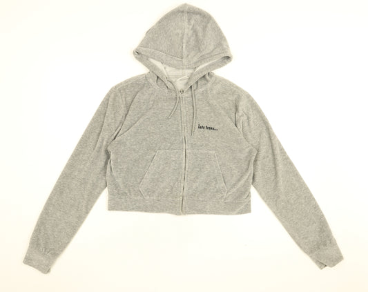 Iets Frans Womens Grey Cotton Full Zip Hoodie Size S Zip