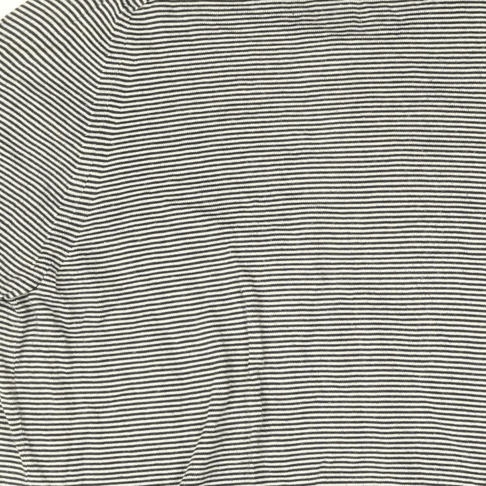 Gap Mens Blue Striped Cotton T-Shirt Size L Collared