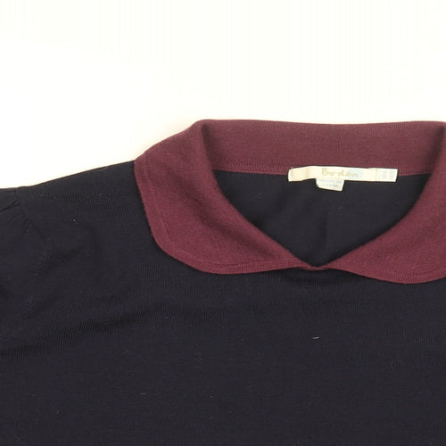 Boden Womens Blue Wool Basic T-Shirt Size 14 Collared