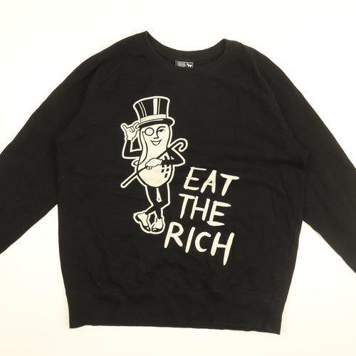 Eat The Rich Womens Black Cotton Pullover Sweatshirt Size 2XL Pullover - Eat The Rich