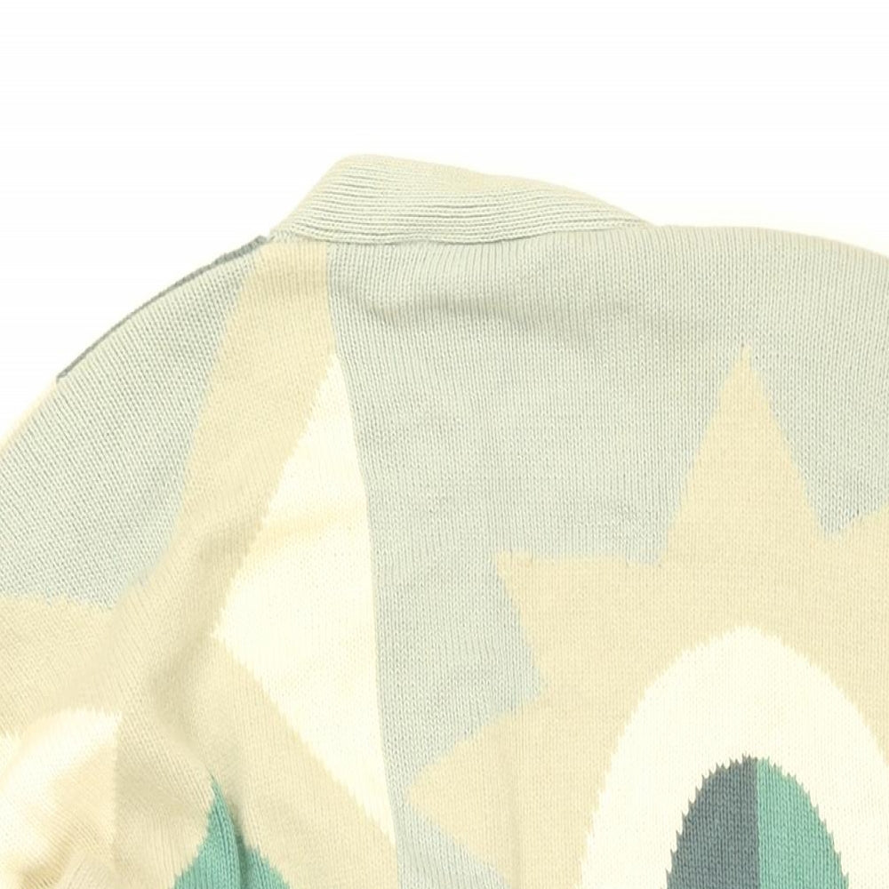 OuiSet Womens Multicoloured V-Neck Geometric Cotton Cardigan Jumper Size L