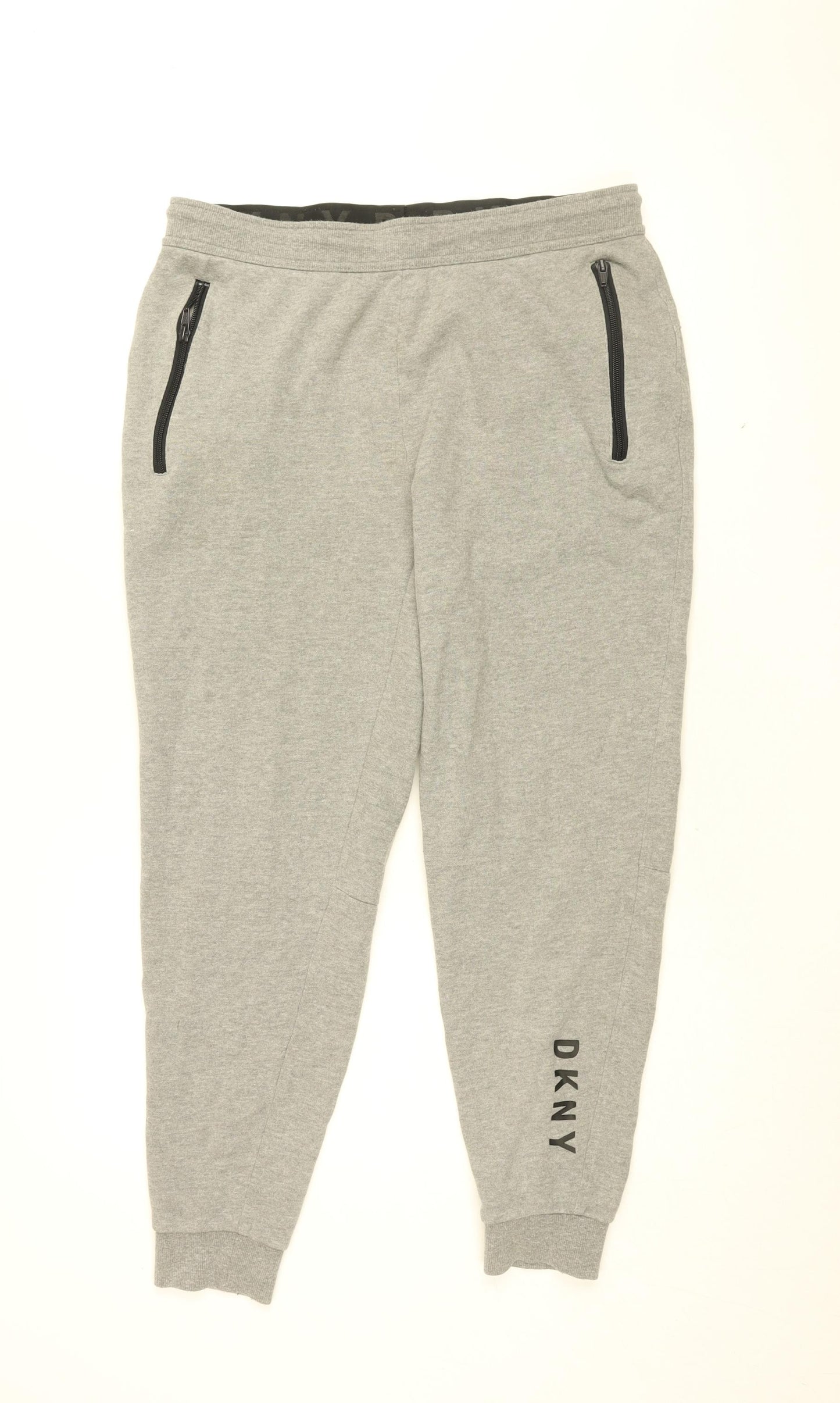 DKNY Mens Grey Cotton Jogger Trousers Size M L27 in Regular Drawstring