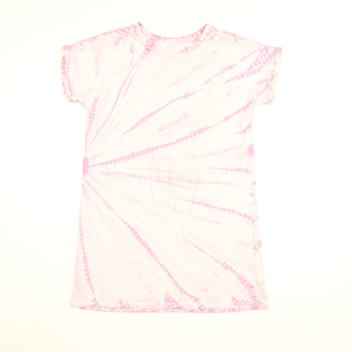 Gap Girls Purple Tie Dye Cotton Shirt Dress Size 10 Years Round Neck Pullover