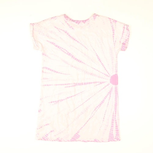 Gap Girls Purple Tie Dye Cotton Shirt Dress Size 10 Years Round Neck Pullover
