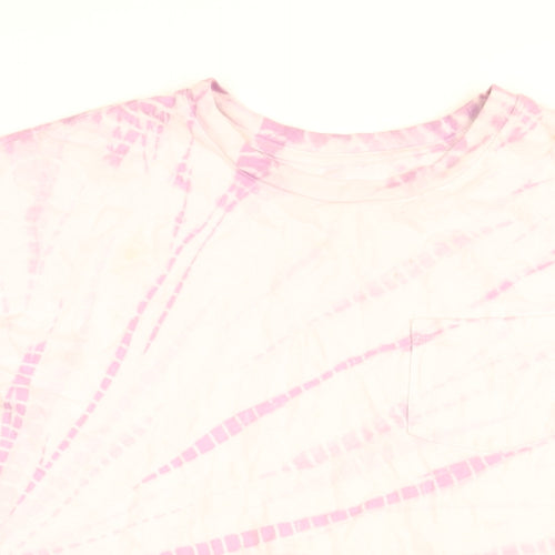 Gap Girls Purple Tie Dye Cotton Shirt Dress Size 10 Years Round Neck Pullover