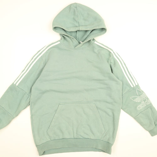 adidas Mens Green Cotton Pullover Hoodie Size L