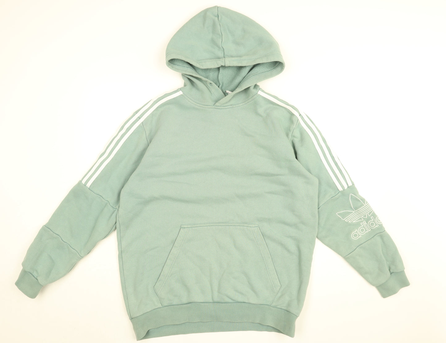 adidas Mens Green Cotton Pullover Hoodie Size L