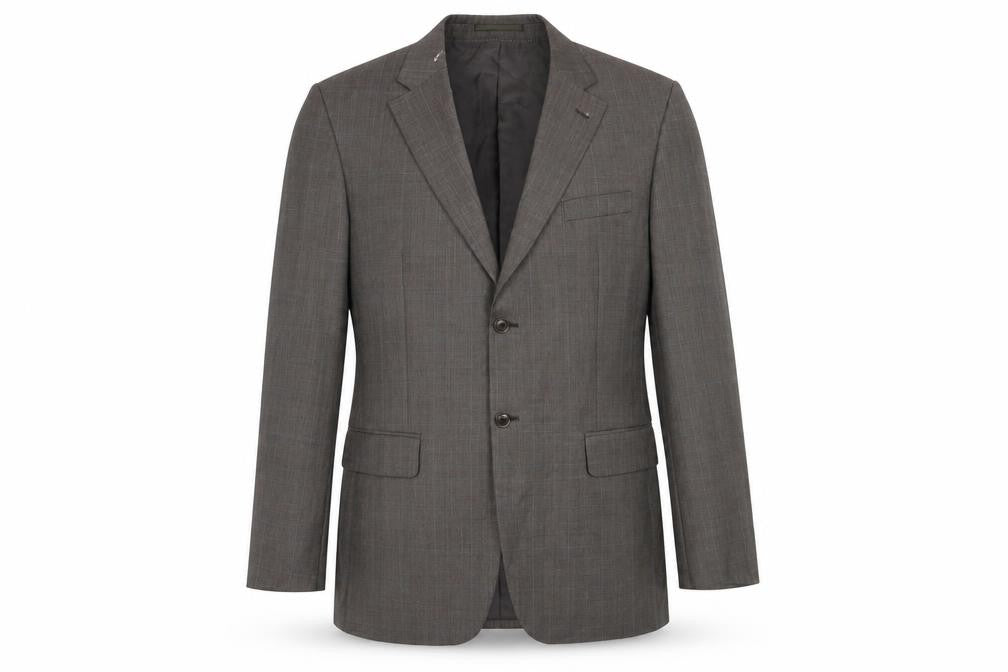 Front view of Austin Reed Brown Wool Blazer 44L Check Pattern
