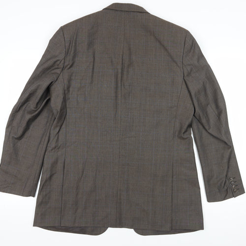 Austin Reed Brown Wool Blazer 44L Check Pattern