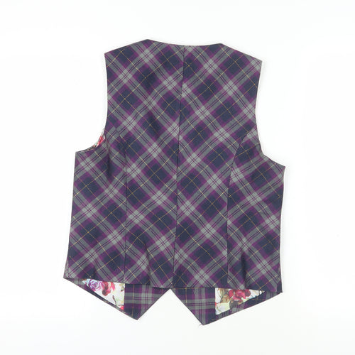 Joe Browns Women's Purple Plaid Waistcoat Size 12