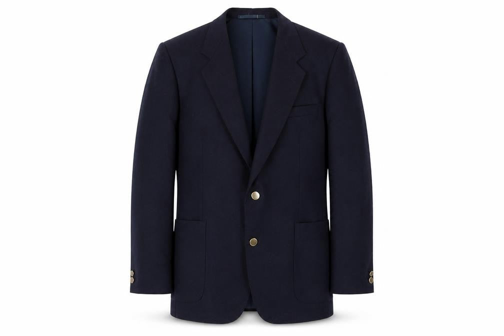 Front view of C&A Blue Wool Blazer, size 42, Men's Vintage