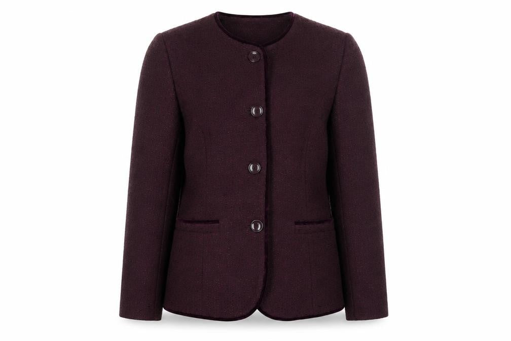 Front view of Eastex Purple Tweed Jacket, size 10, Classic Style