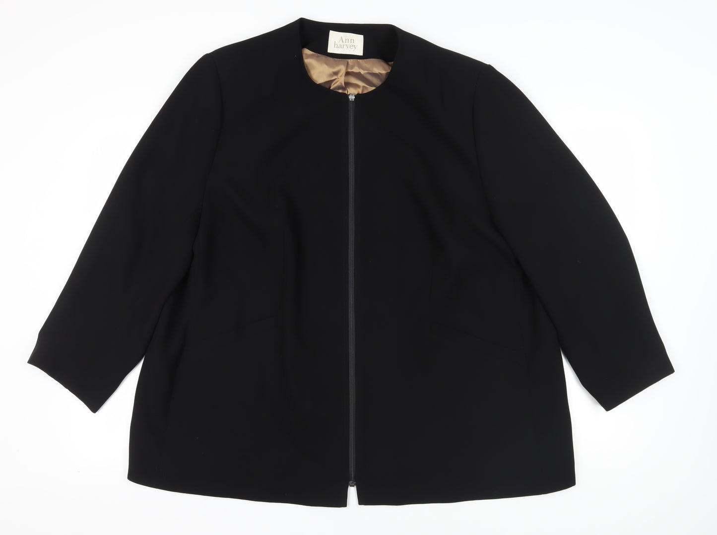 Ann Harvey Black Full Zip Basic Jacket, Size 26
