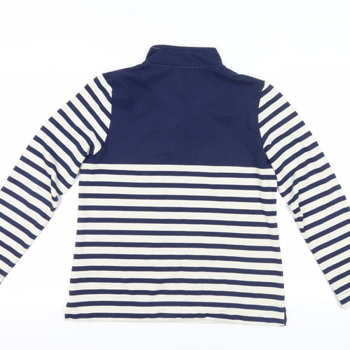 Cotton Traders Navy & White Striped Henley Sweatshirt Size 12