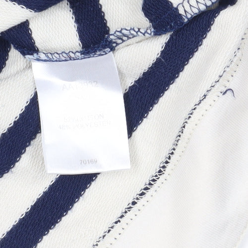 Cotton Traders Navy & White Striped Henley Sweatshirt Size 12