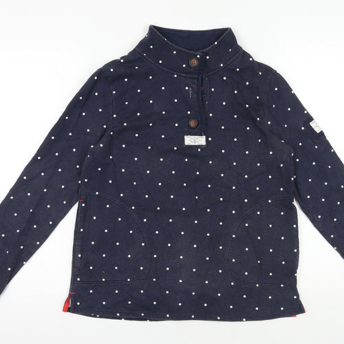 Joules Blue Polka Dot Henley Sweatshirt Medium