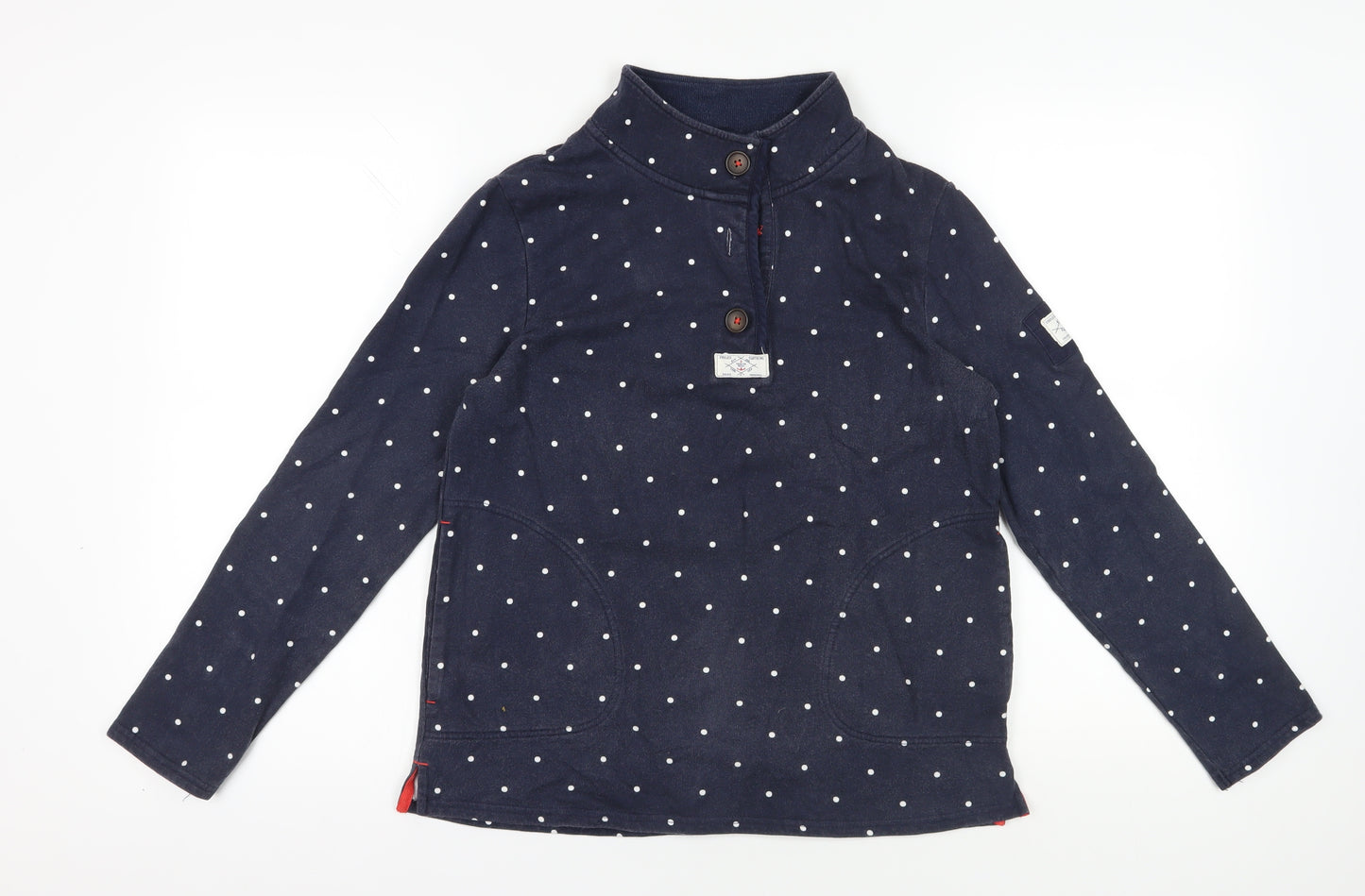 Joules Blue Polka Dot Henley Sweatshirt Medium