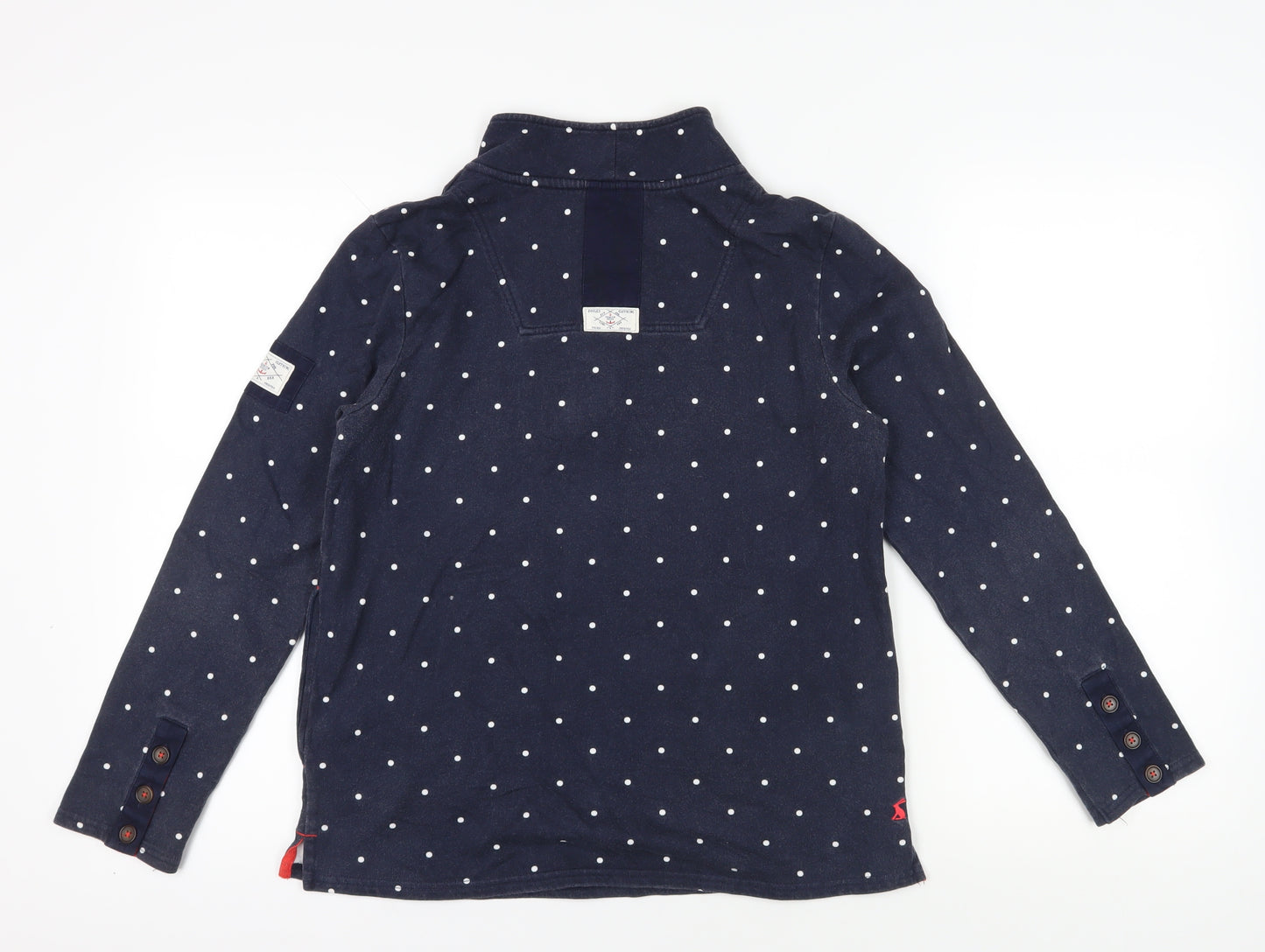 Joules Blue Polka Dot Henley Sweatshirt Medium