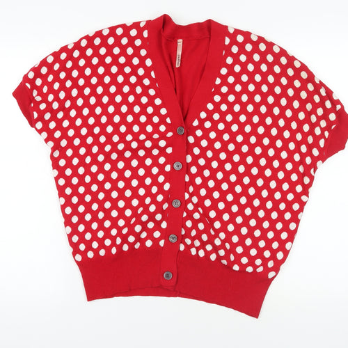 Sweewë Red Polka Dot Cotton Cardigan M