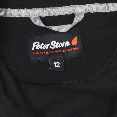 Peter Storm Black Henley Fleece Sweatshirt Size 12
