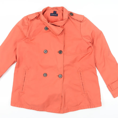 Lands' End Orange Trench Coat - Petites Medium