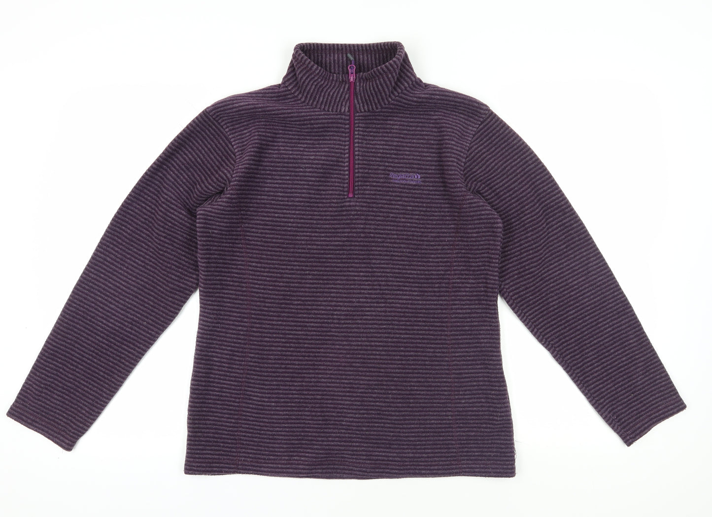 Regatta Purple Striped 1/4 Zip Pullover UK 10