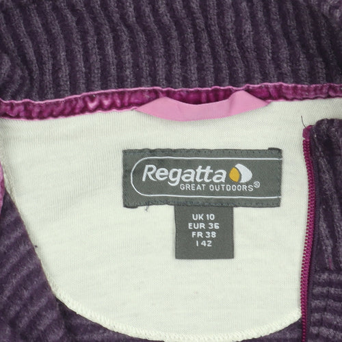 Regatta Purple Striped 1/4 Zip Pullover UK 10