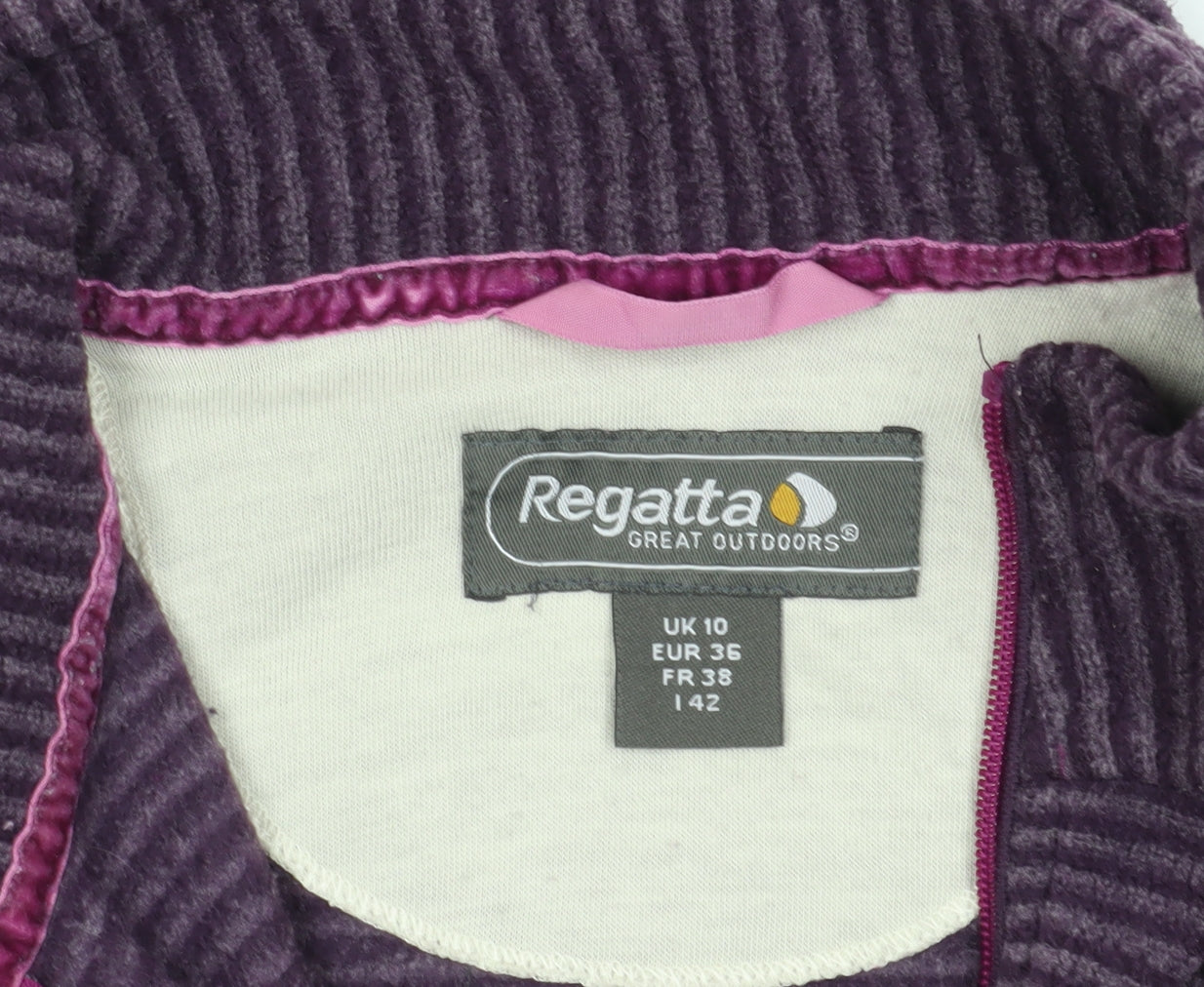 Regatta Purple Striped 1/4 Zip Pullover UK 10