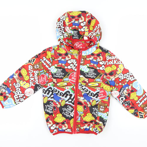 Kids Multicoloured Cartoon Puffer Jacket - 110cm