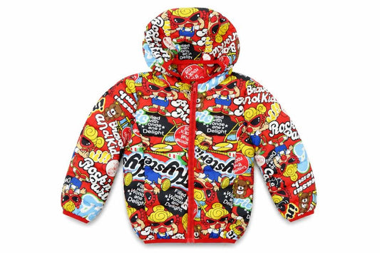 Front view of Kids Multicoloured Cartoon Puffer Jacket - 110cm