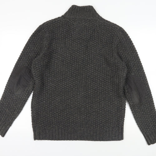 RJR.John Rocha Grey Henley Jumper L Wool Blend