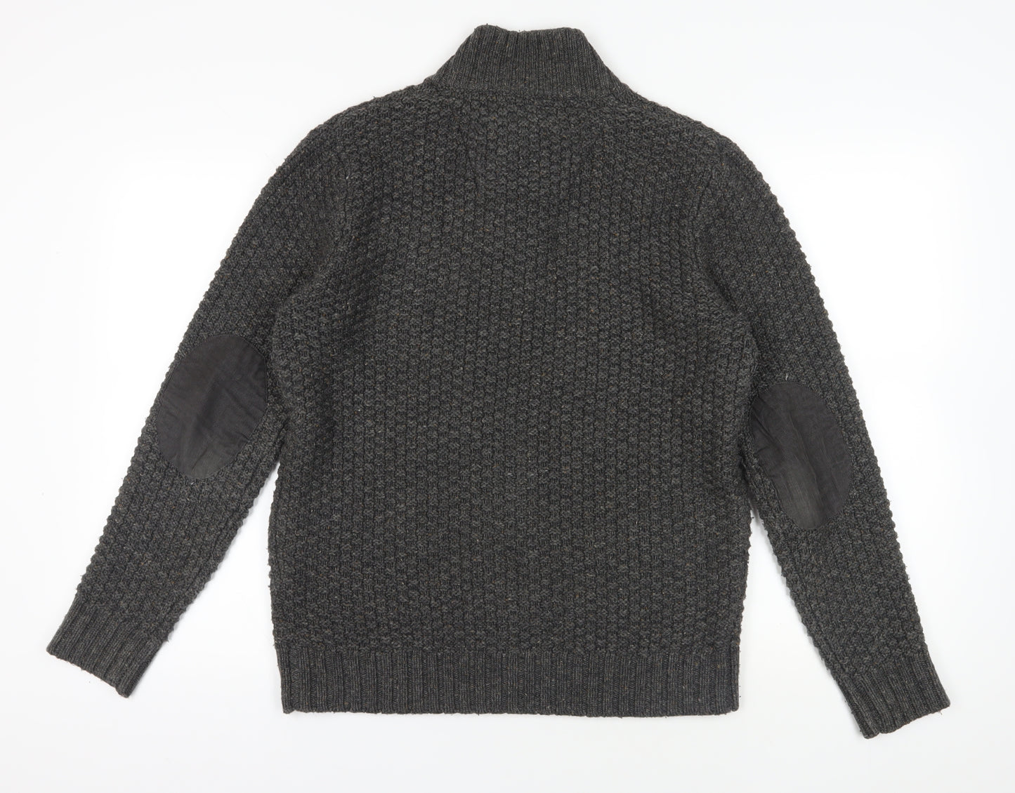 RJR.John Rocha Grey Henley Jumper L Wool Blend