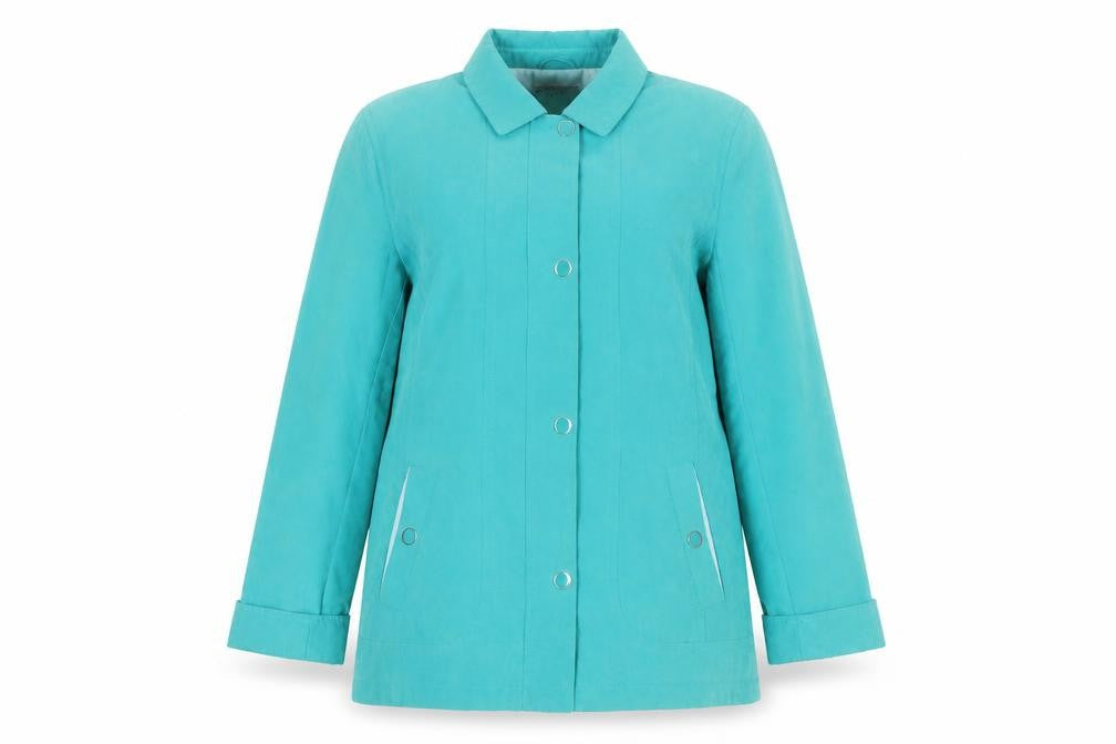 Front view of Isle Green Buttoned Mid-Length Coat, size 16