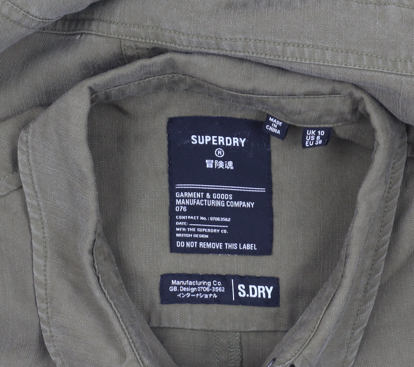 Superdry Green Collared Long Sleeve Jumpsuit - Size 10