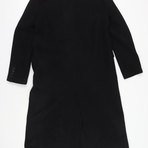 Zara Black Wool Blend Long Overcoat Size 10