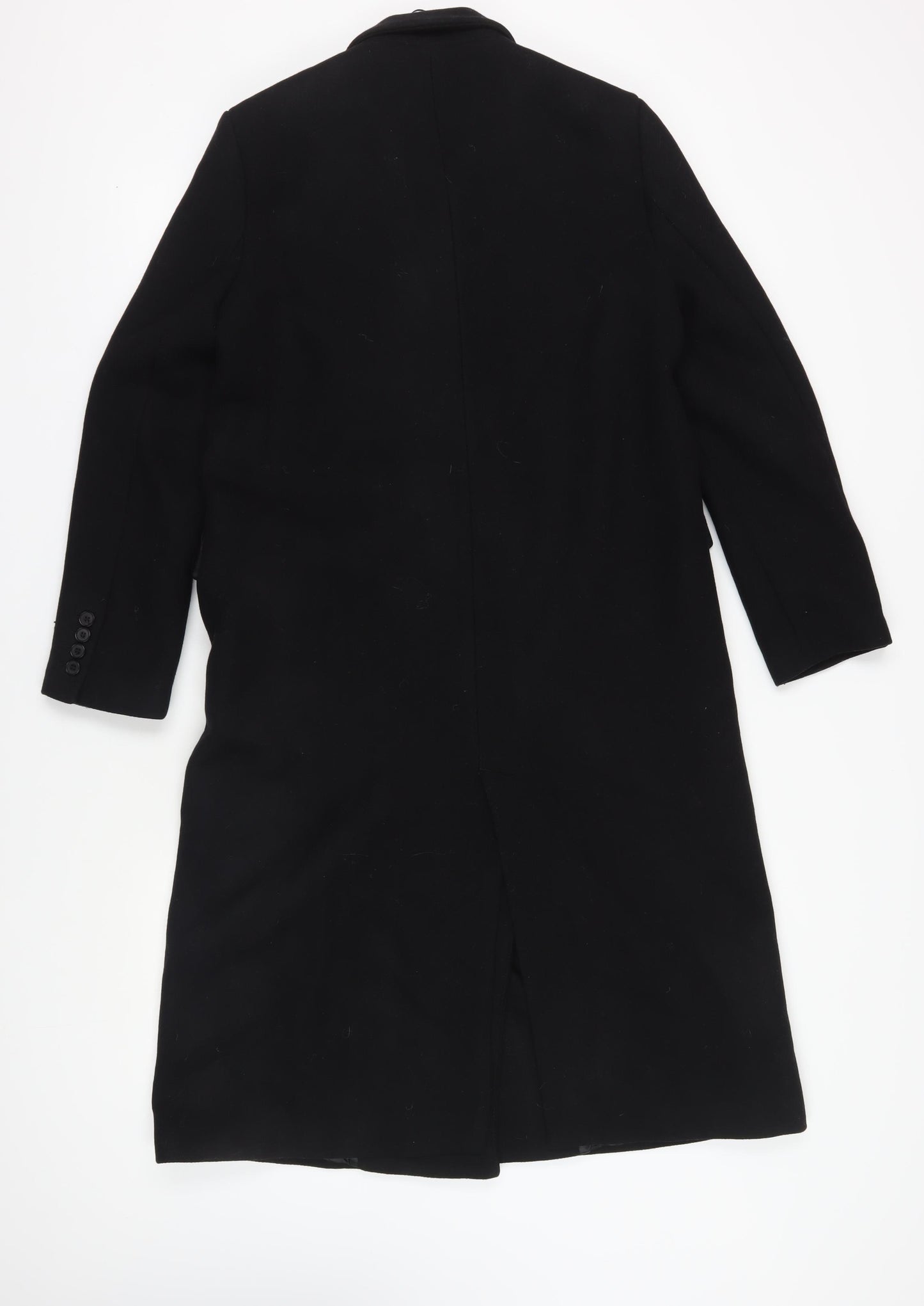 Zara Black Wool Blend Long Overcoat Size 10