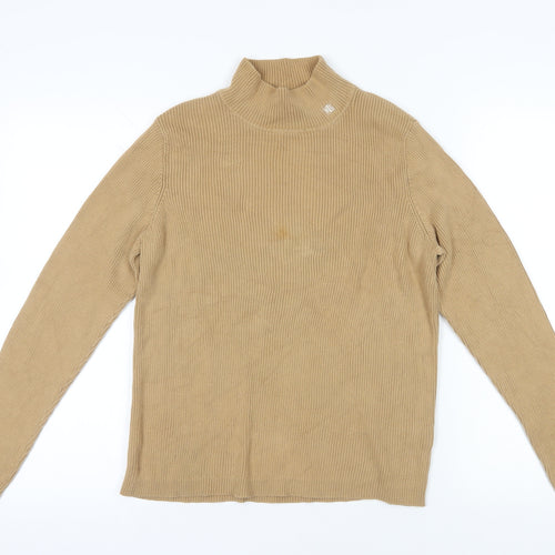 Lauren Ralph Lauren Beige Mock Neck Cotton Jumper - L