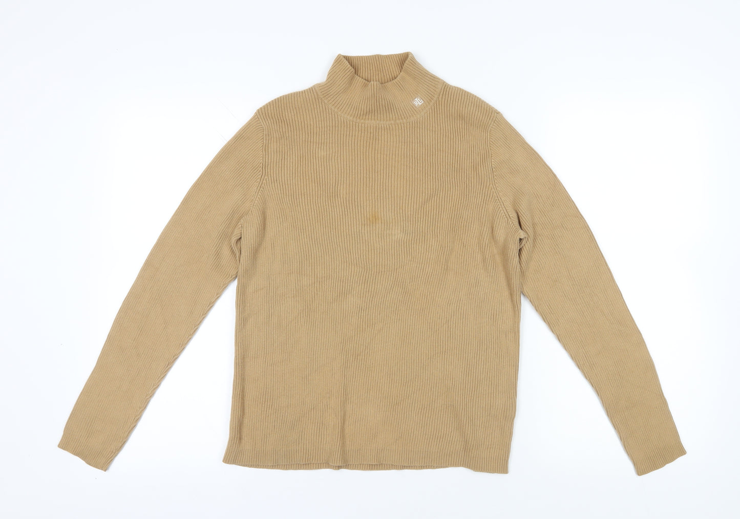 Lauren Ralph Lauren Beige Mock Neck Cotton Jumper - L