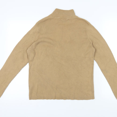 Lauren Ralph Lauren Beige Mock Neck Cotton Jumper - L