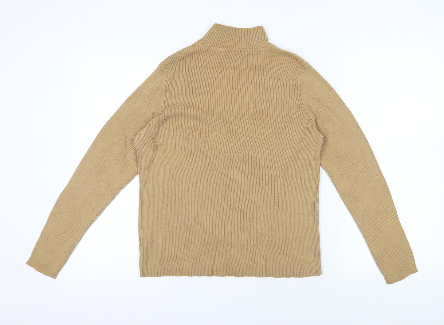 Lauren Ralph Lauren Beige Mock Neck Cotton Jumper - L
