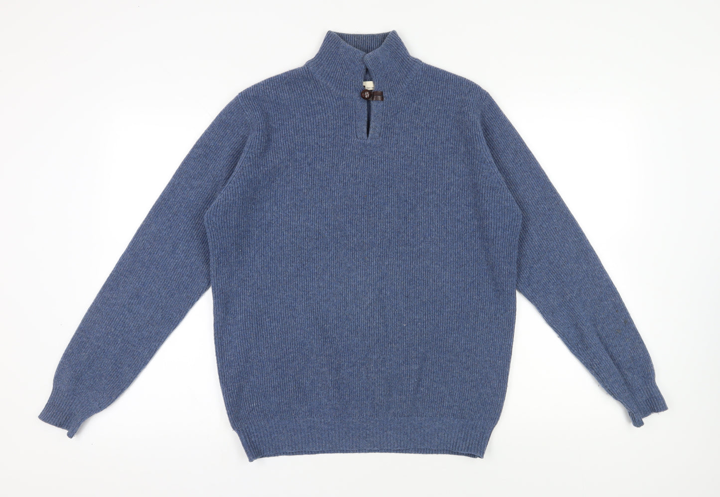 Dressmann Blue Wool Blend High Neck Pullover - Size S