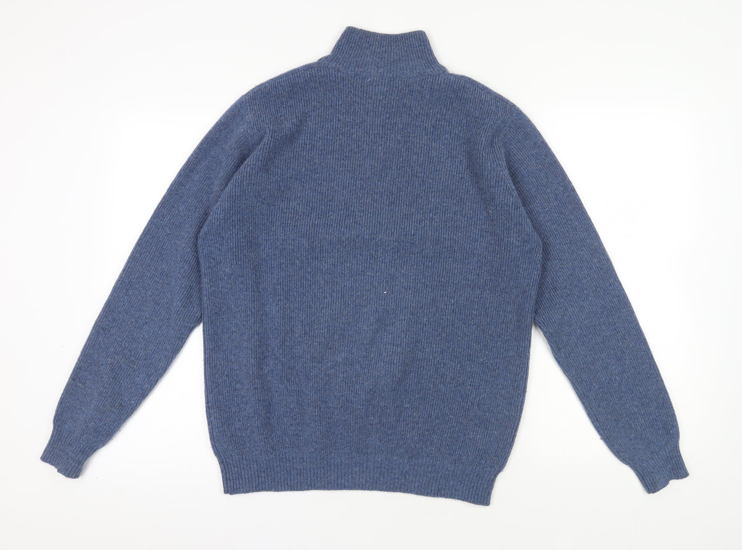 Dressmann Blue Wool Blend High Neck Pullover - Size S