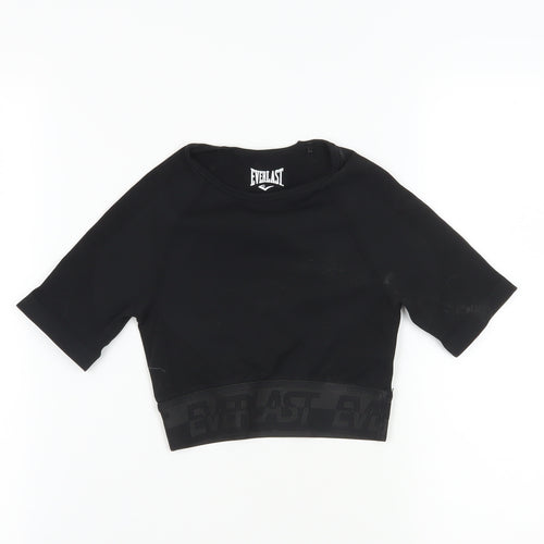 Everlast Black Cropped Gym T-Shirt UK 8 Short Sleeve