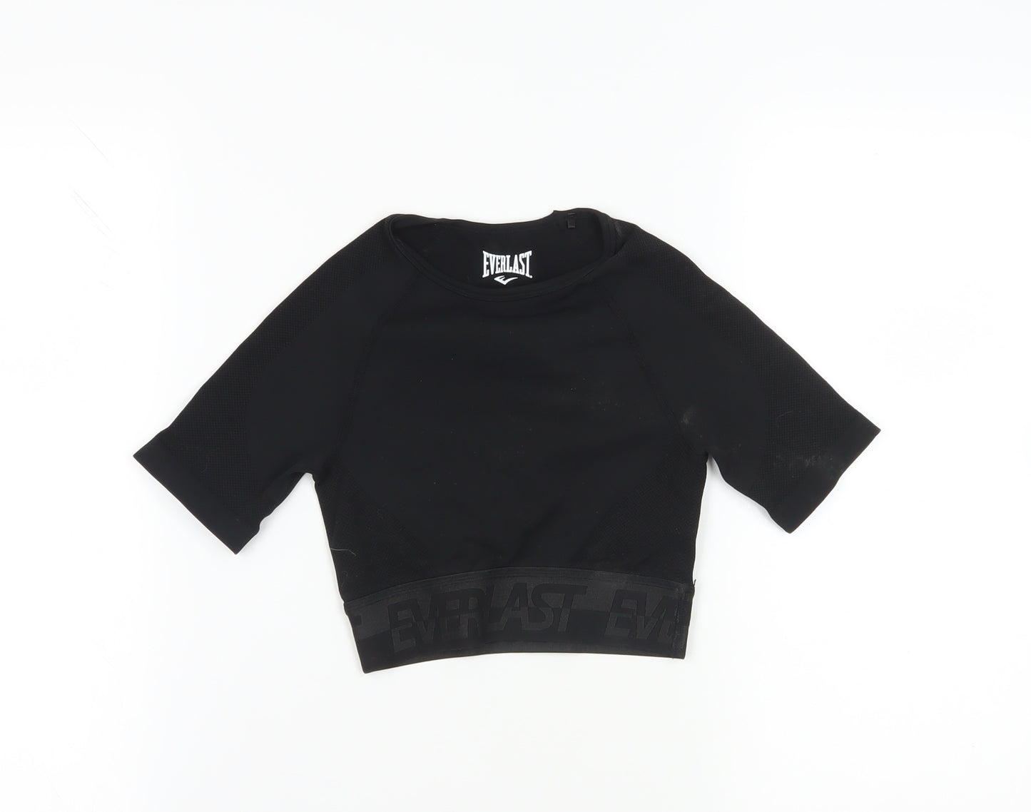 Everlast Black Cropped Gym T-Shirt UK 8 Short Sleeve